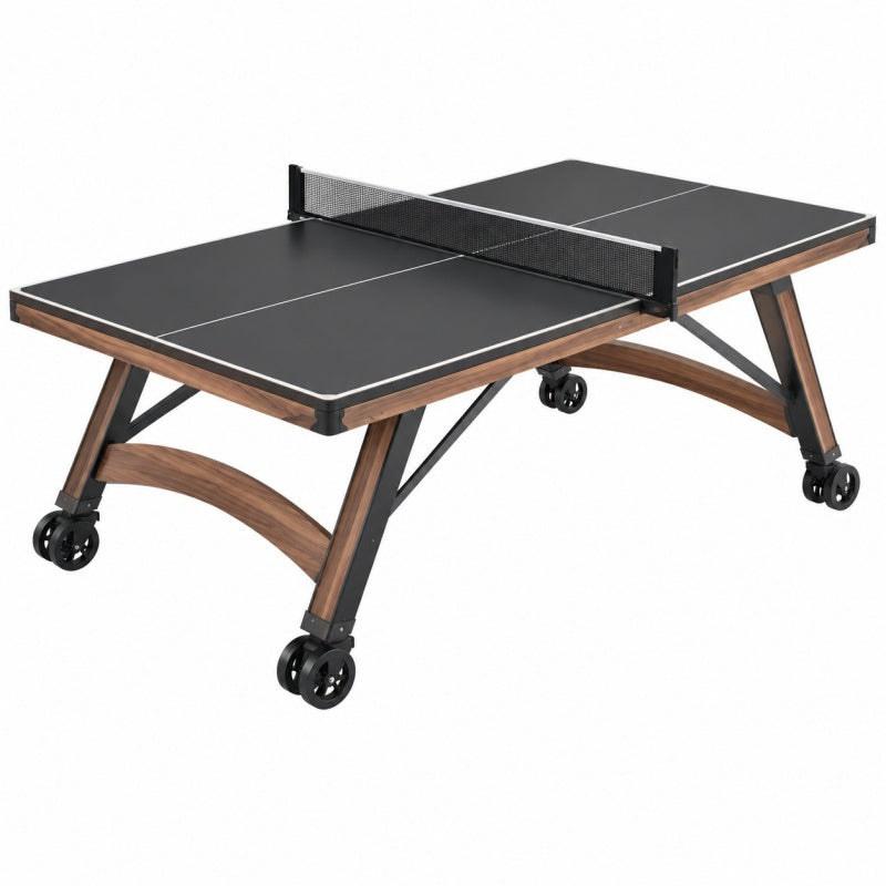 Stół do tenisa stołowego 274 x 152.5 x 76 cm czarny z płytą MDF na kółkach